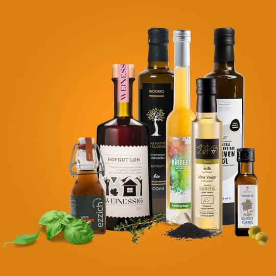 Feinkost-Geschenke mit Öl, Essig, Schokolade und mehr