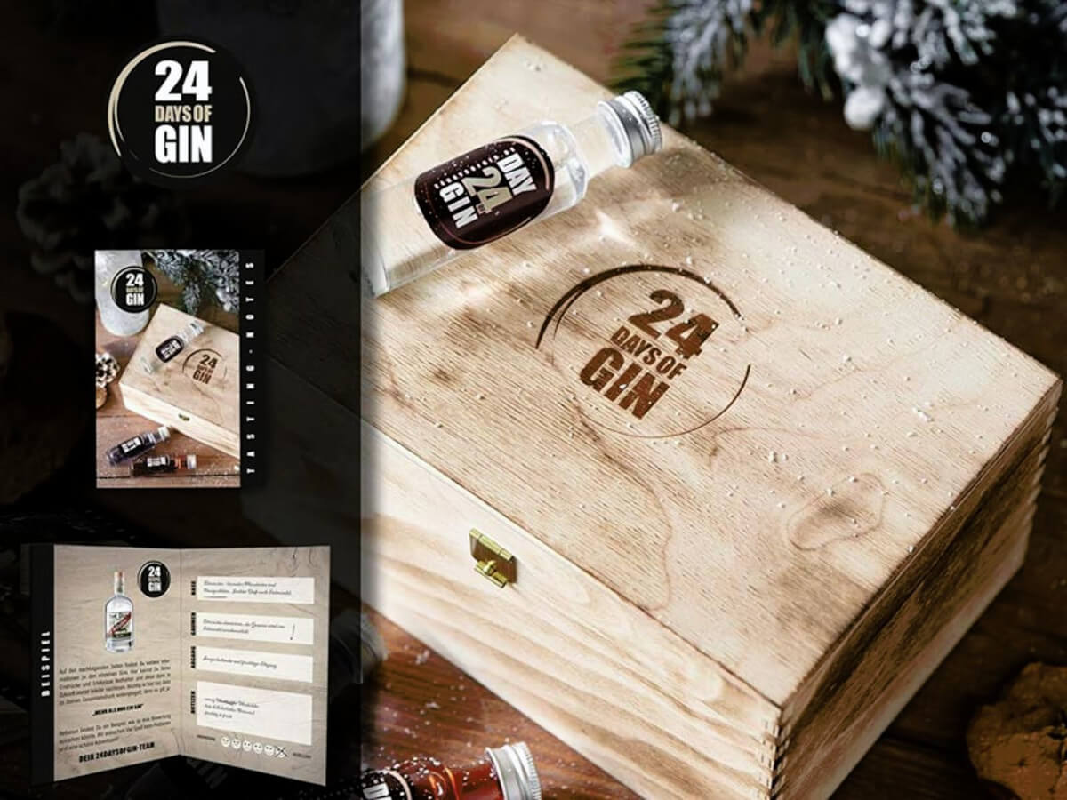 24 verschiedene Marken und Sorten im Gin Adventskalender von 24 Days of Gin 24 verschiedene Marken und Sorten im Gin Adventskalender von 24 Days of Gin
