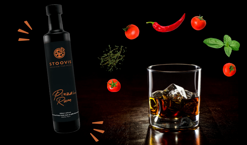 Die wohl verrückteste Idee der Pizzaliener: Der Pizza Rum - eingelegt mit getrockneten Tomaten, Chili, Basilikum und Thymian. Die wohl verrückteste Idee der Pizzaliener: Der Pizza Rum - eingelegt mit getrockneten Tomaten, Chili, Basilikum und Thymian.