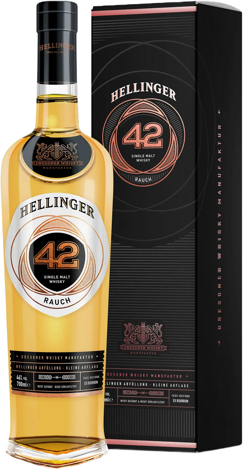 Dresdner Whisky Manufaktur Orange Hellinger 42 Rauch Single Malt Whisky In Geschenkbox